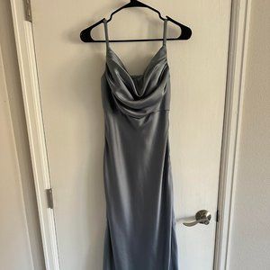 Revelry Skye Satin Dress in French Blue